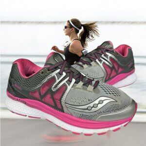 Saucony Hurricane Isofit Everun #S10349-1 Gray Pink Women's Sneakers Shoes 8W